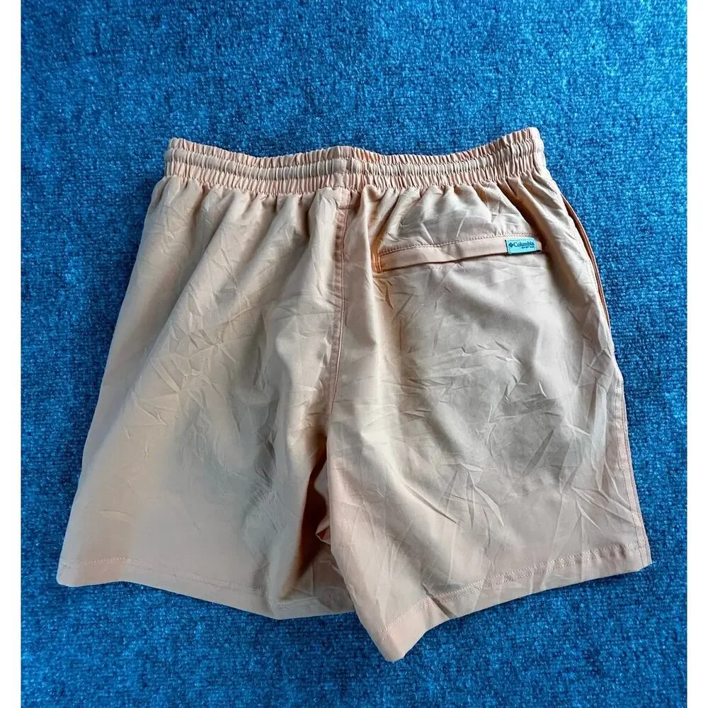 Columbia PFG Fishing Shorts Men's Small Peach Swim Trunks Drawstring